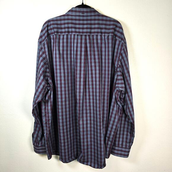 Duluth Trading Co Shirt Men's 3XL Red Blue Plaid Wrinkle Fighter Classic Casual - Picture 2 of 8